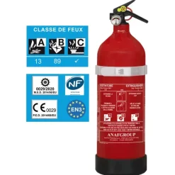 ANAF Extincteur ABC 2 kg | avec support et manomètre