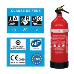 ANAF Extincteur ABC 1 kg | avec support