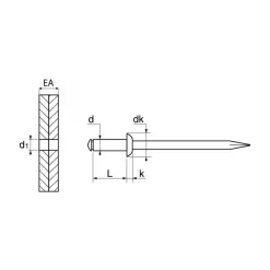 MARINOX Rivet tête plate alu/acier | ø 4 mm