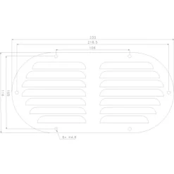 SEAWORLD Grille aération inox oblongue 34 cm² | 233 x 116 mm