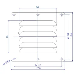 SEAWORLD Grille aération slim en inox 15 cm² | 116 x 128 x 4 mm
