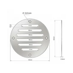 SEAWORLD Grille d'aération inox ronde 10 cm² | ø 83 mm