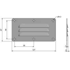 SEAWORLD Grille Inox Slim 5,6 cm² | 67 x 127 mm