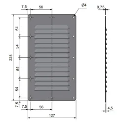 SEAWORLD Grille inox slim 35 cm² | 127 x 228 mm